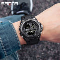 SANDA New Products Launched Creative Waterproof Multifunctional Men's Leisure Sports Luxury Quartz LED Swimming Military Men's Watch. 