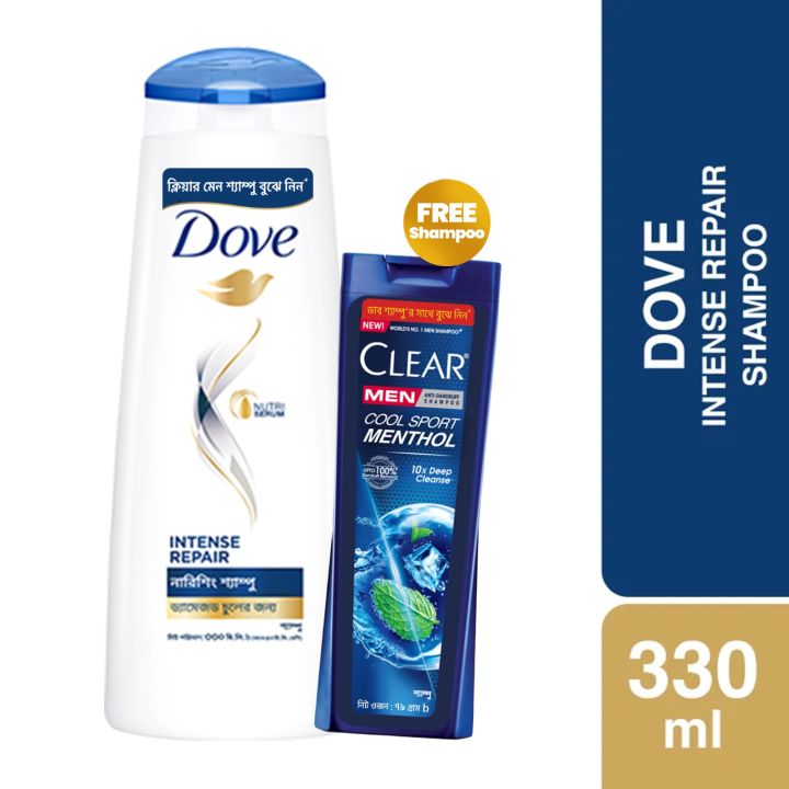 Dove Shampoo Intense Repair 330ml (Shampoo Free)