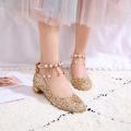 Children's Princess Shoes Girls High Heel Leather Shoes Girls Piano Performance Crystal Shoes Students Host Wedding Shoes Middle and Big Children.