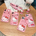 Cartoon Cute Hello Kitty Pink Case For OPPO A15s A15 A54 A9  A5  A7 A5s A12 A3s A12e A1K A53  A32 A33  A92 A52 A31 A37 A93 A39 A57 Reno4 F Reno4  Lite Realme C2 with Doll Holder Stand Crossbody Bag Silicone Soft Cover Casing. 