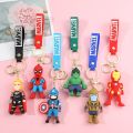 Avengers Superhero Keychains Marvel Iron Man Spiderman Captain America PVC Keyrings Cute Cartoon Anime Doll Pendant Key Holder.