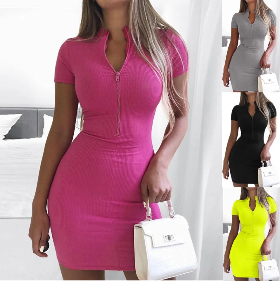 New Thread Knit Summer Women Mini Dress 2020 High Neck Short
