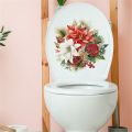 GC PVC Self-Adhesive Toilet Lid Stickers Waterproof Lightweight Christmas Flower Patterns Bathroom Toilet Seat Wall Sticker (30x30cm).