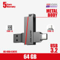 HikSemi 64gb Pendrive Type-C and USB 3.2 High Speed Metal Body Flash Drives For Desktop, Laptop, Phone/Tab HS-USB-E307C.