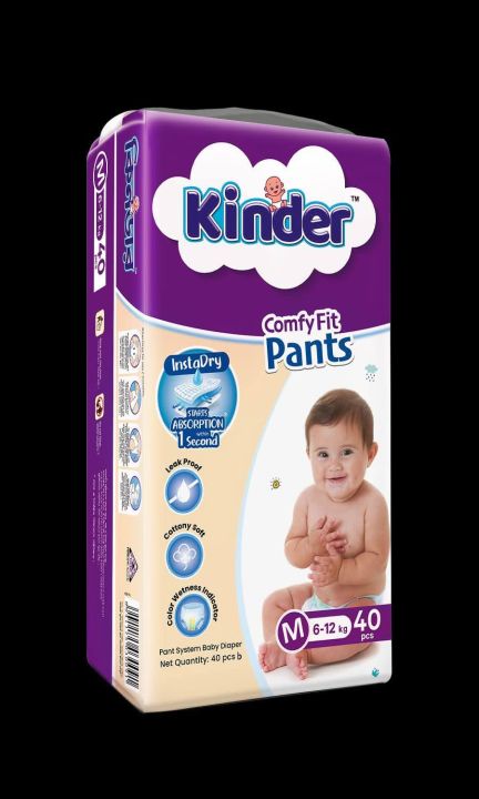 Kinder Baby Pant Diaper Medium 40 Pieces (6-12 Kg)