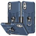 lthmy for iPhone X / iPhone XS Dual Layer Rugged Anti-Slip Shockproof Case Cover with Ring Stand. 