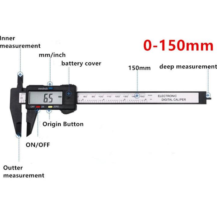 2kinds Black 100mm/150mm LCD Digital Electronic Carbon Fiber Vernier Caliper Gauge Micrometer Measuring Tool