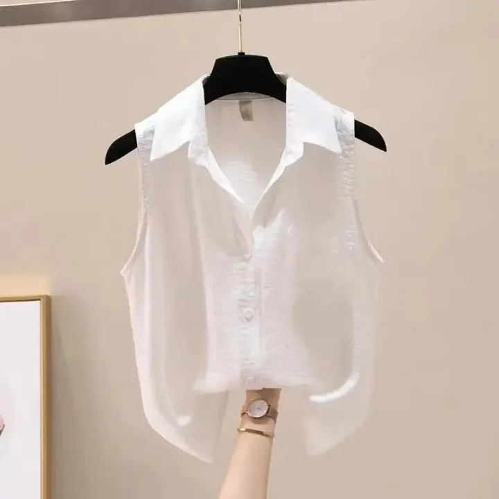 Solid%20Color%20Sleeveless%20Chiffon%20Crepe%20Shirt%20Summer%20Women%20Blouses%20Fashion%20White%20Yellow%20Button%20Up%20Shirts%20Office%20Ladies%20Basic%20Top%20-%20Image%203