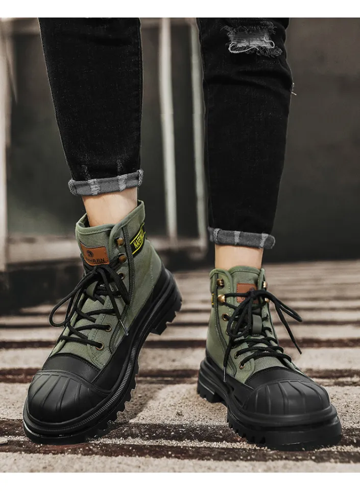 High Top Boots Men Leather Shoes Winter Motorcycle Boots Men Snow