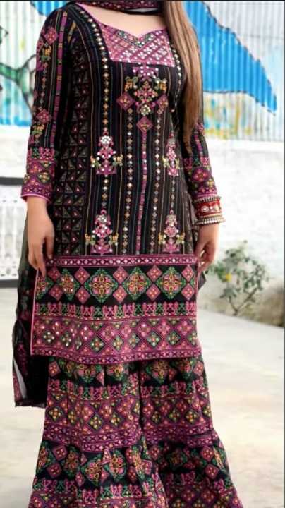 Nice%20looking%20VIP%20Linen%20Cotton%20Sarara%20Garara%20Full%20Body%20Beaded%20Readymade%20Three%20Piece%20-%20Image%204