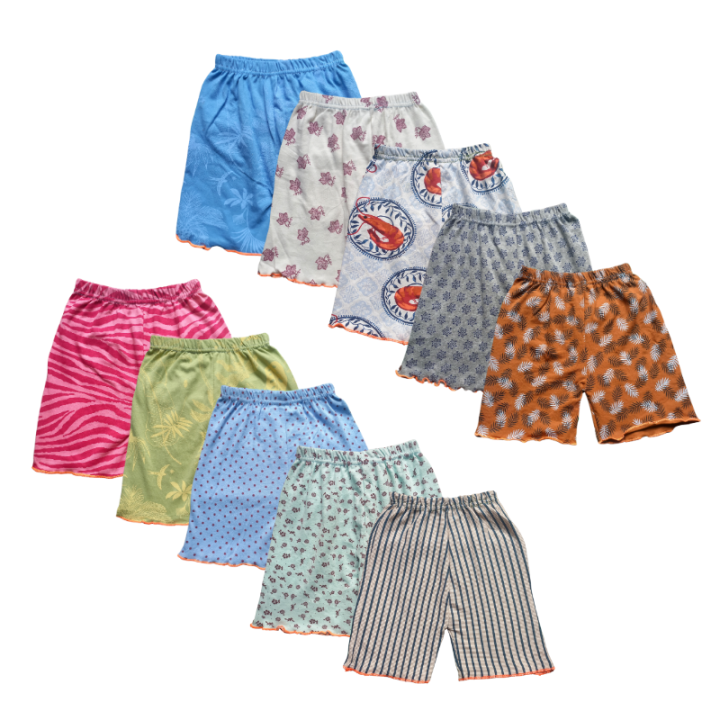 4 PCS Soft Cotton Half Pants For Baby Girls (Multicolor Combo Pack)