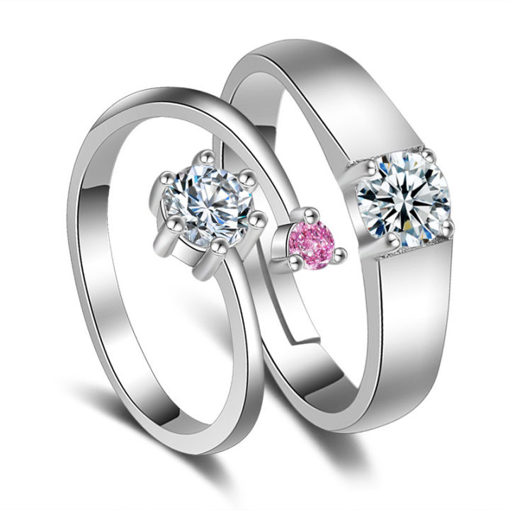 Couple%20Rings%20%20Silver-color%20Adjustable%20Rings%20With%20White%20Crystal%20Romantic%20%20Ring%20-%20Image%203