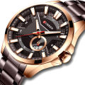 CURREN 8372 Business Quartz Watch for Men Luxury Watch Men - Coffee , Rose Gold.