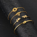 New Trendy Fashionable 4Pcs/ Set Women Simple Design Gold Plated Chain Bracelets for Girls Simple Stylish / Bracelet for Women New Collection 2024. 