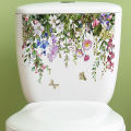 GC Green Plant Leaves Flowers Toilet Stickers Self-Adhesive Toilet Lid Stickers Bathroom Wall Sticker Toilet Cover Decor Decal. 