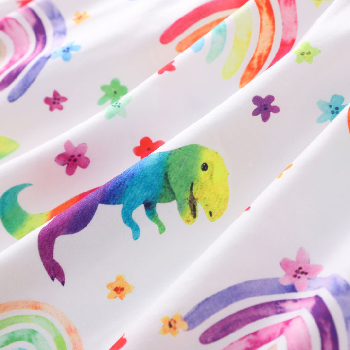 GC%20Baby%20Girls%20Summer%20Casual%20Skirt%20Toddler%20Fly%20Sleeve%20Cartoon%20Dinosaur%20Print%20Dress%20Round%20Neck%20A%20Line%20Dresses%20-%20Image%203