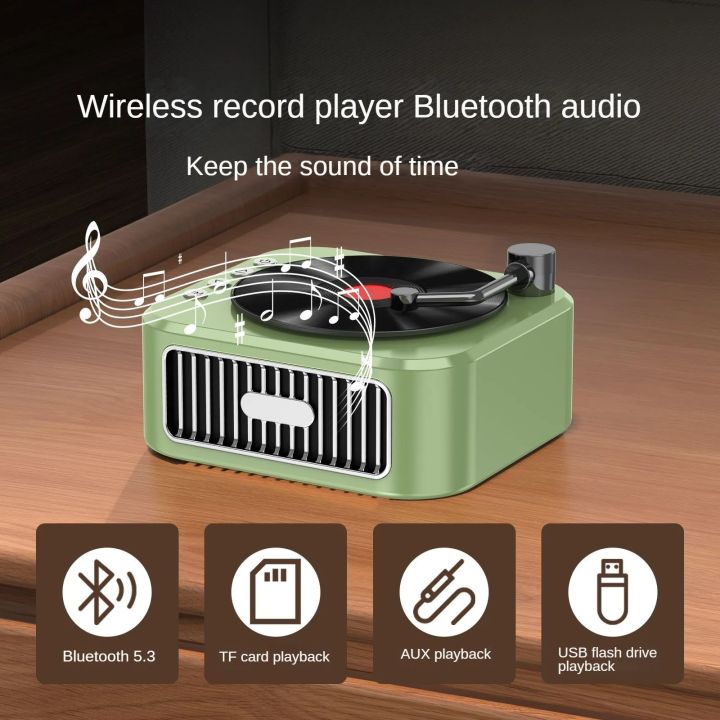 2024%20New%20Retro%20Vinyl%20Wireless%20Bluetooth%20Speaker%20Alarm%20Clock%20Small%20Record%20Player%20Portable%20High-quality%20Audio%20Home%20Smart%20Stereo%20-%20Image%204