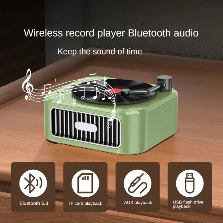 2024%20New%20Retro%20Vinyl%20Wireless%20Bluetooth%20Speaker%20Alarm%20Clock%20Small%20Record%20Player%20Portable%20High-quality%20Audio%20Home%20Smart%20Stereo%20-%20Image%204