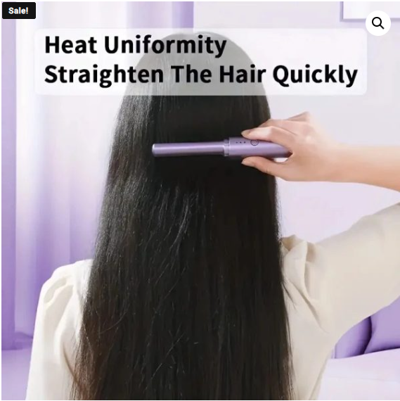 Portable Hair Straightener Brush Mini Hot Comb Fast Heating Anti