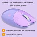 Pink Bluetooth +2.4G Wireless Mouse Cute Cat Silent Click Bluetooth Mouse Adjustable DPI Portable Mouse for Computer iPad Laptop. 
