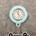 Glitter Acrylic Hospital Acrylic Heart Stethoscope Lovely Nurse Doctor Alligator Clip Pocket Watches Medical Hang Clock Gift.