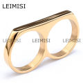 Minimalist Jewelry Double Finger Rings Stainless Steel Polished Surface Two Finger Rings for Men. 