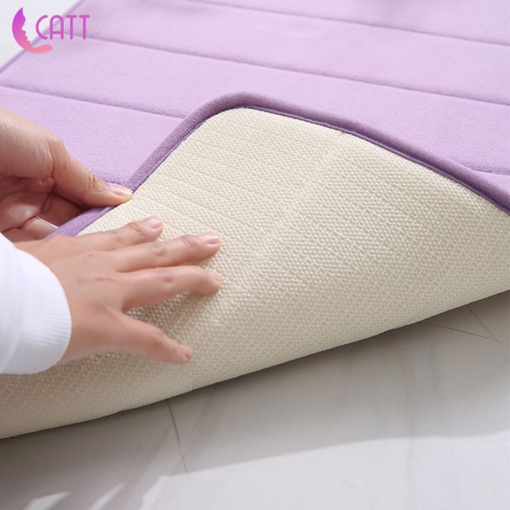 [CATT] 16 x 24 inches Thick Memory Foam Water Absorbent Small Bath Mat Non Slip Soft Long Fast Drying Bathroom Floor Shower Rug Carpet Washable for Toilet