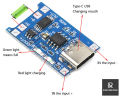 TP4056 Lithium Battery Charging Module (Type C USB Input) with Dual Protection. 