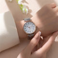 Women's Fashion Simple Digital Design Quartz Watch Casual Stainless Steel Stretch Buckleless Strap Ladies Clock Dress Watches. 