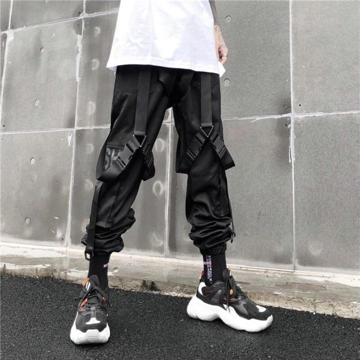 Men Casual Hop Cargo Pants Spring Trend Loose Hop Streamers Street Dance Pants Stretch Multi-Pocket Cargo Men Pants