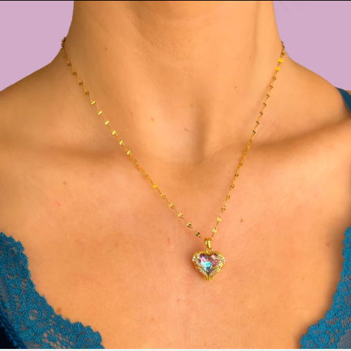 Gintong%20Kuwintas%20Colorfast%20And%20Allergy%20Resistant%20Gold%20Titanium%20Steel%20Color%20Preserving%20Birthday%20Gift%20Necklace%20Female%20Heart%20Of%20The%20Ocean%20Crystal%20Heart%20Clavicle%20Chain%20-%20Image%203