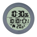 1 PCS No Punching Suction Cup Clock Gray Plastic Home Waterproof Bathroom Kitchen Clock LCD Digital Display Clock Temperature Detector. 