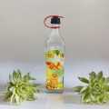 Glass Water Bottle with Lid, Clear Color, 1 Liter Capacity, Long Bottle, 1000ml. 