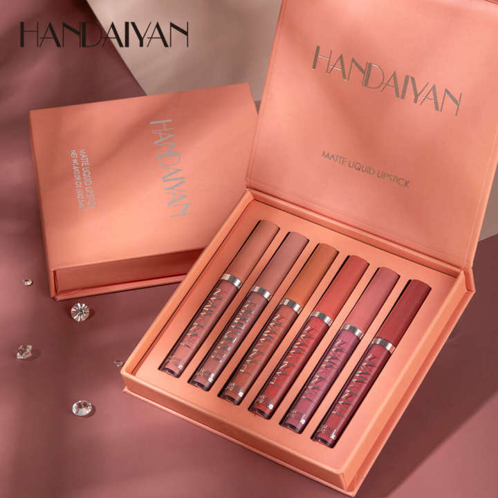Glaze Set HANDAIYAN Han Daiyan Beauty Matte Lipstick Waterproof Non Staying Cup 6 Lip Brilliance Gift Box