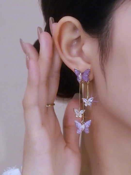 Fashion%20Aesthetic%20Purple%20Crystal%20Butterfly%20Dangle%20Earrings%20for%20Women%20Long%20Tassel%20Earring%20Wedding%20PartyStatement%20Jewelry%20Gift%20-%20Image%204