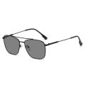 Fashionable metal simple anti-blue light glasses for women, flat mirrors, double-beam artistic color-changing glasses for men with myopia.