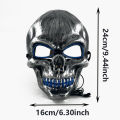 Classical Halloween Glowing LED Evil Skull Head Mask Light Up Horror Mask Costume Cosplay Costume Skeleton Mask Props. 