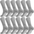 6 Pair Anti Slip Grip Non Skid Crew Cotton Socks.