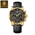 POEDAGAR 973 Moon New Luxury Genuine Leather Men Quartz Watches Luminous Daily Life Waterproof Chronograph fashion Analog Watch for men - Watch For Men.