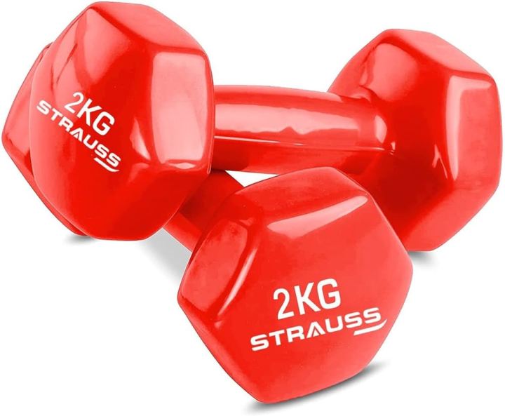 Vinyl%20Dumbbell%20-%202kg%201%20Pair%20-%20Rubber%20Coated%20-%20Red/Blue%20Color%20-%20Image%202
