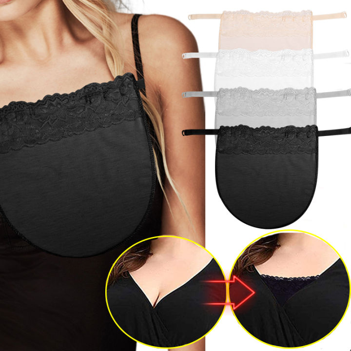 Women's Lace Cleavage Cover Up Mock Camisole Bra Underwears Strapless Wrapped Chest Invisible Clip-On Adjustable