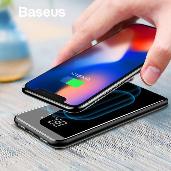 Baseus 8000mAh QI Wireless Power Bank Dual USB Fast Charging Power