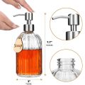 Glass Soap Dispenser with Rust Proof Stainless Steel Pump 400ml Refillable Hand Liquid Soap Dispenser for Bathroom Kitchen.