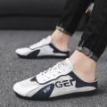 2023 New Style Half Slip-on Shoes Comfortable Flat Shoes Net Mens Shoes Breathable Men Sneakers Comfortable Zapatos Para Hombres.