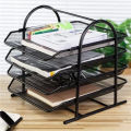 Metal Mesh 4 Tier Tray For Office Document Holder Desk Organizer. 