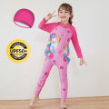 Cute long sleeved children's swimsuit baby girl beach suit with UV protection cloth with full pant and free cap. 