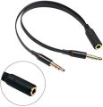 3.5mm 1 Female to 2 Male Headphone & Mic Plugs Audio Y Splitter Cable Cord.