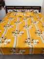 Cotton Fabric Printed 7 by 8 Feet Double King Size Bedsheet Set with Two Pillow Covers.
