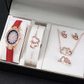 Elevate Your Style with This Women's Heart Diamond Jewelry and Designer Watch Set for Girls Luxury Stylish Watch. 