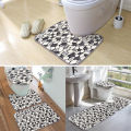 3Pcs Stone Pattern Washable Anti-Slip Bathroom Pedestal Rug Carpet Set Toilet Lid Cover Bath Mat Set Bathroom Supplies. 